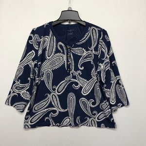 Talbots Women 3/4 Sleeve Blouse Top Shirt Size 1X Floral Cotton Blend B243 -24